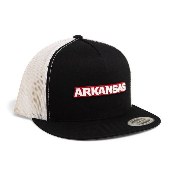 Arkansas Razorbacks ARKANSAS White Snapback Flat Bill Trucker Hat- Black/ White - Picture 1 of 3